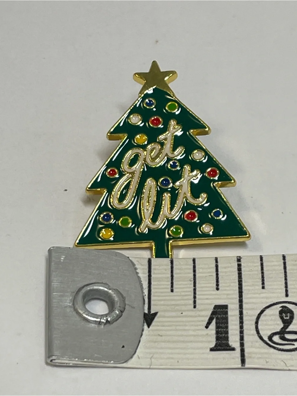 Funny Enamel Pin, Christmas Tree, “Get Lit”, Vintage Spencer’s Workshop, Snarky